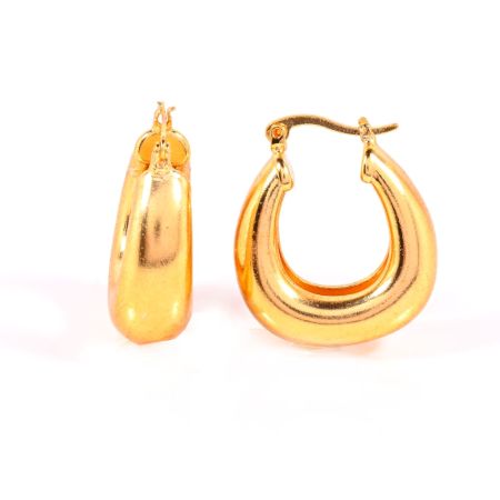 Handmade Brass Statement Hoop Earrings with 22k Gold Plating